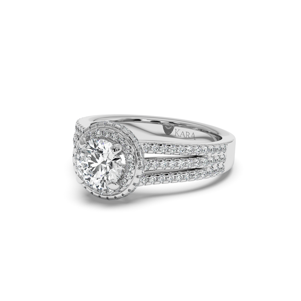 Engagement ring with 1.00 ct center diamond and 0.56 ct side diamonds