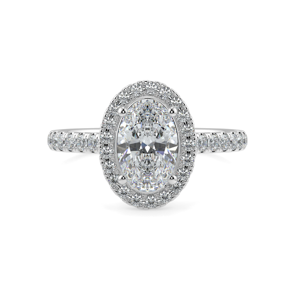 Engagement ring with 1.00 ct center diamond and 0.26 ct side diamonds