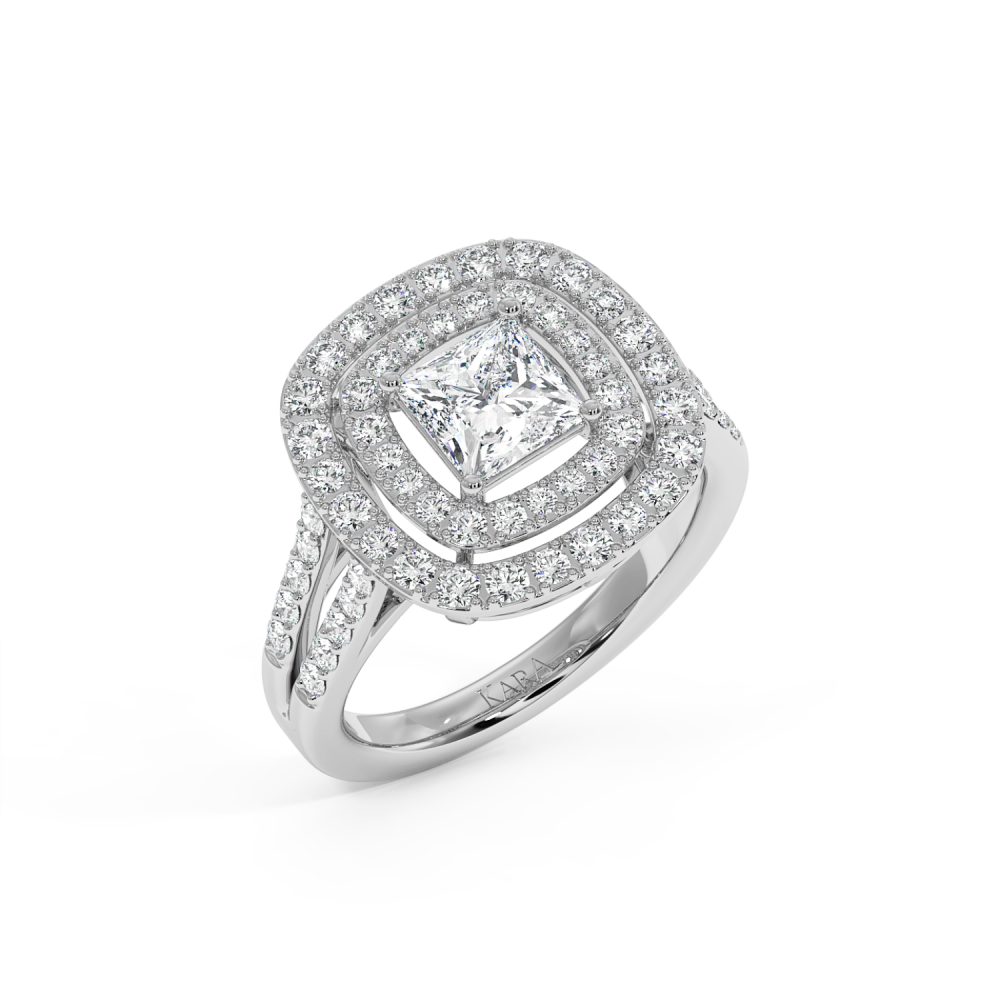 Ring with 1.02 ct center diamond and 1.01 ct side diamonds