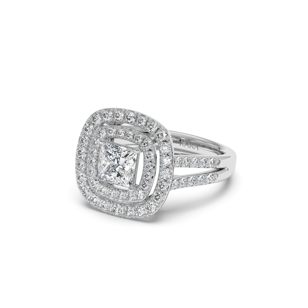 Ring with 1.02 ct center diamond and 1.01 ct side diamonds