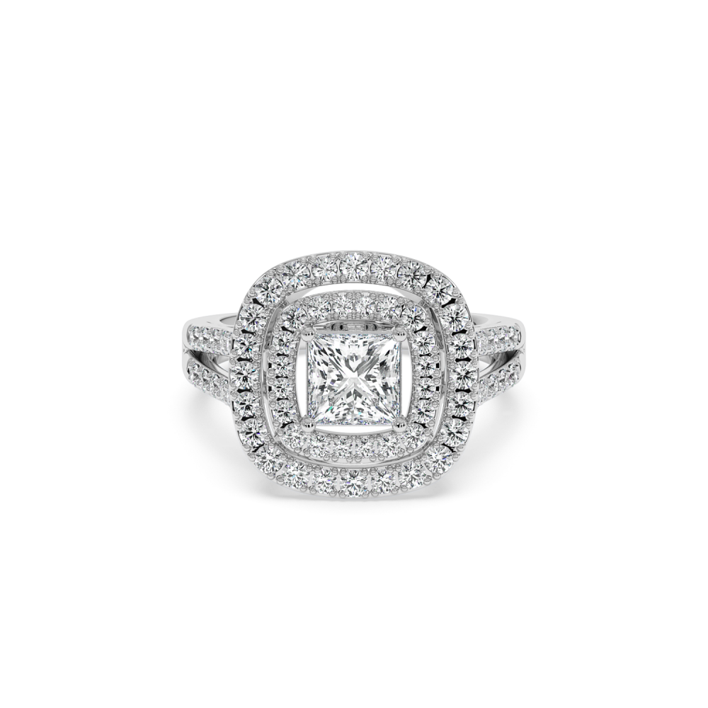 Ring with 1.02 ct center diamond and 1.01 ct side diamonds