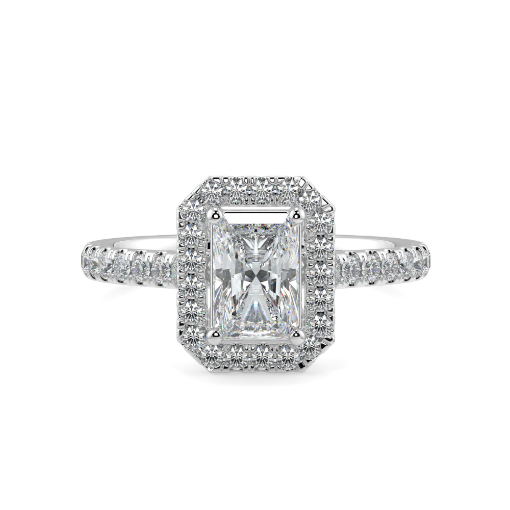 Engagement ring with 1.50 ct center diamond and 0.24 ct side diamonds