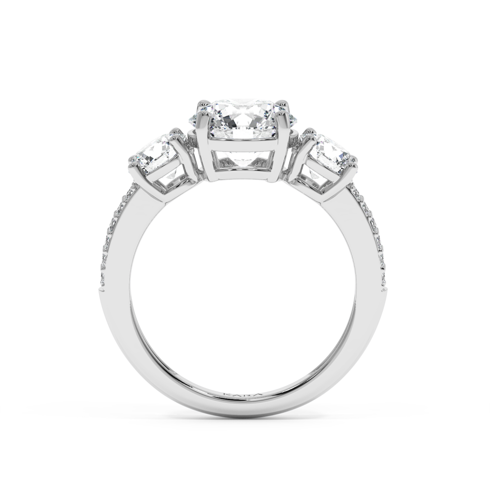 Engagement ring with 1.91 ct central diamond and 1.10 ct side diamonds