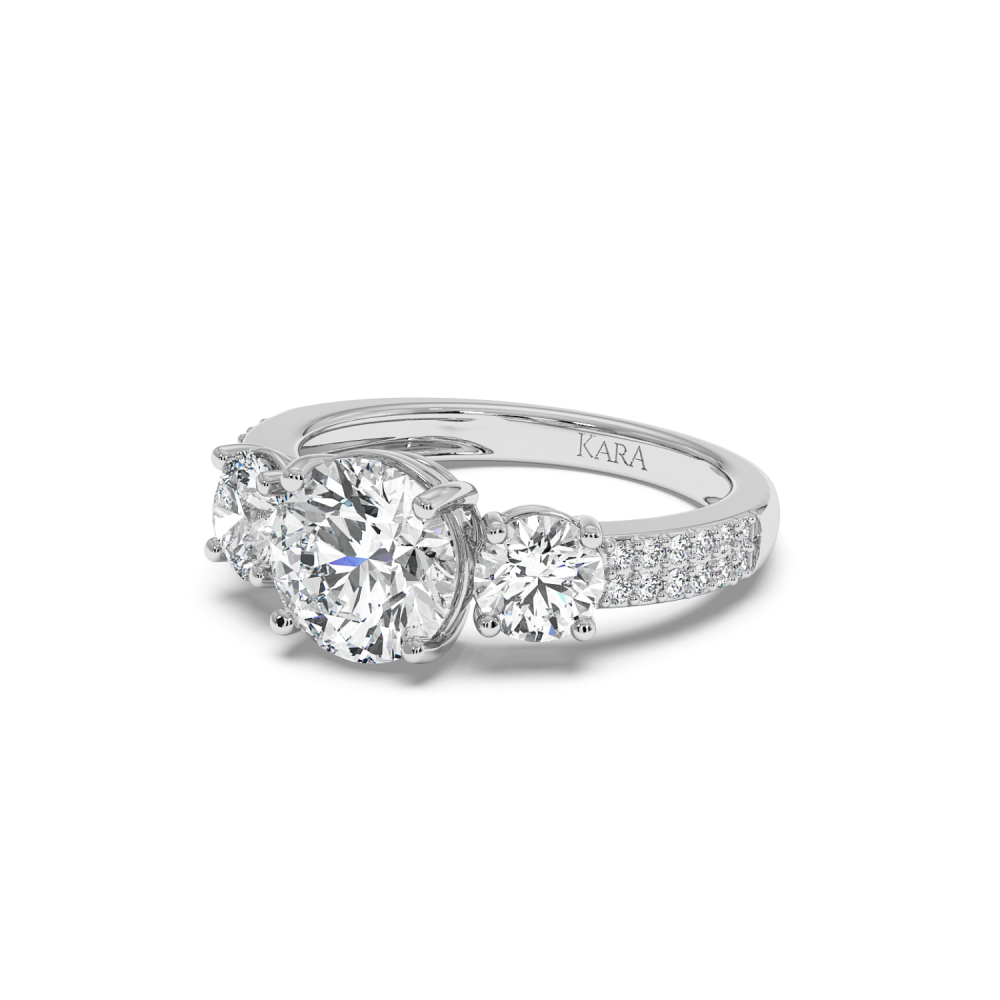 Engagement ring with 1.91 ct central diamond and 1.10 ct side diamonds
