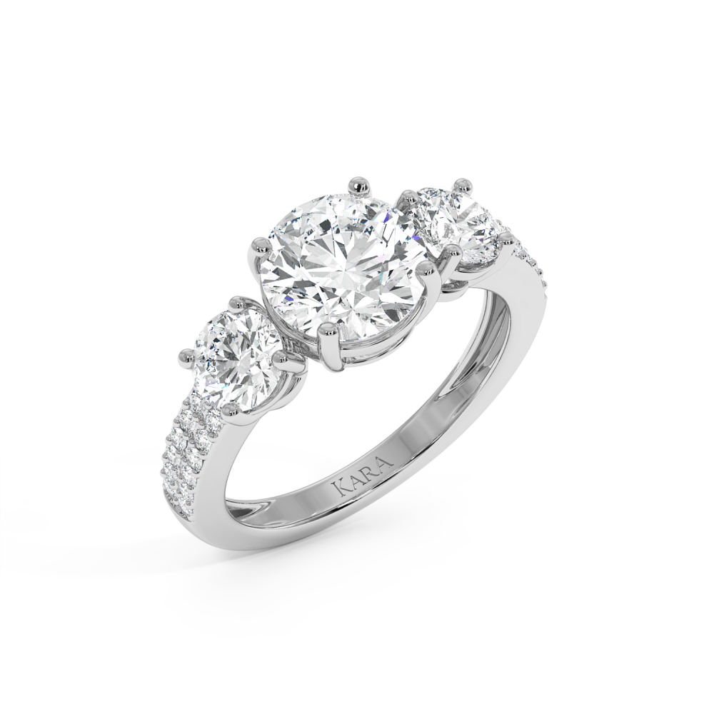 Engagement ring with 1.91 ct central diamond and 1.10 ct side diamonds