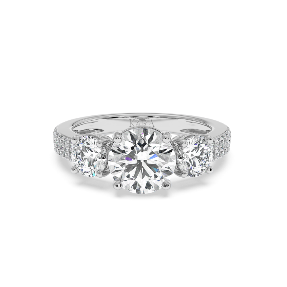 Engagement ring with 1.91 ct central diamond and 1.10 ct side diamonds