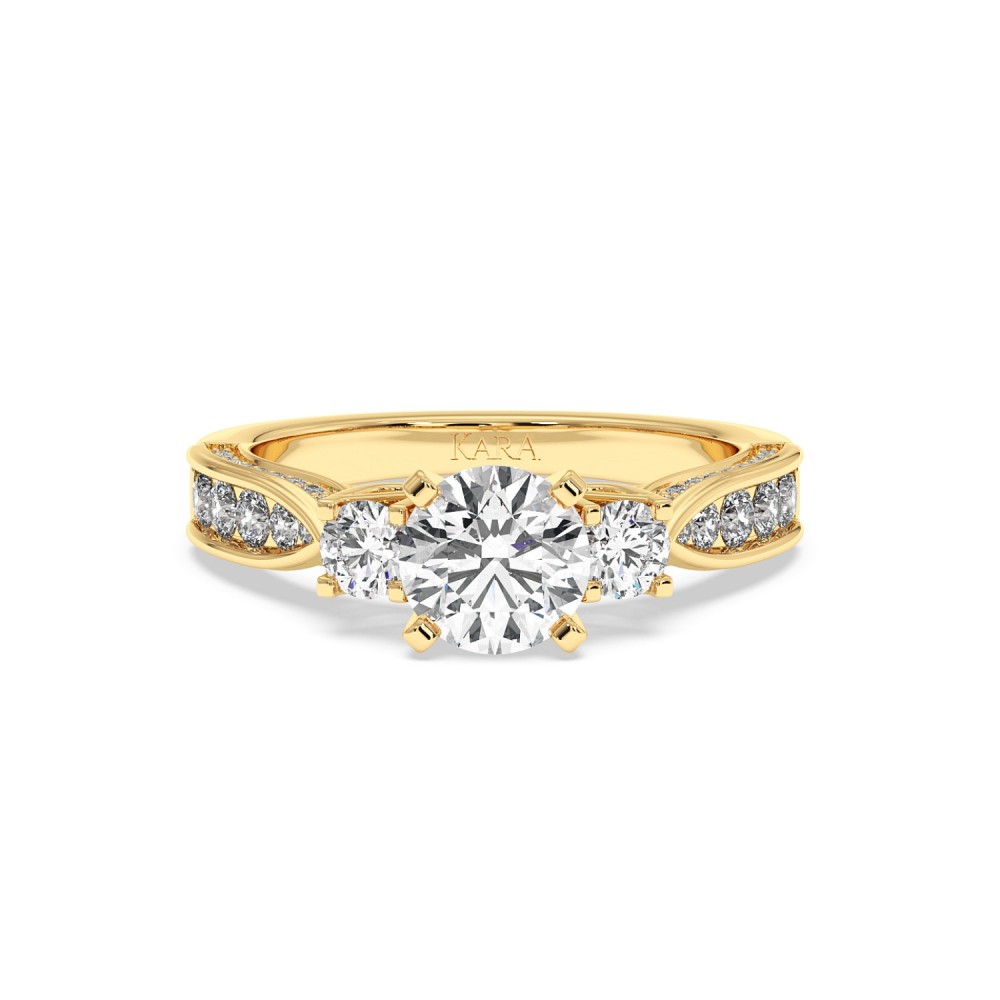 Engagement Ring with 1ct Center Diamond and 0.67ct Side Diamonds