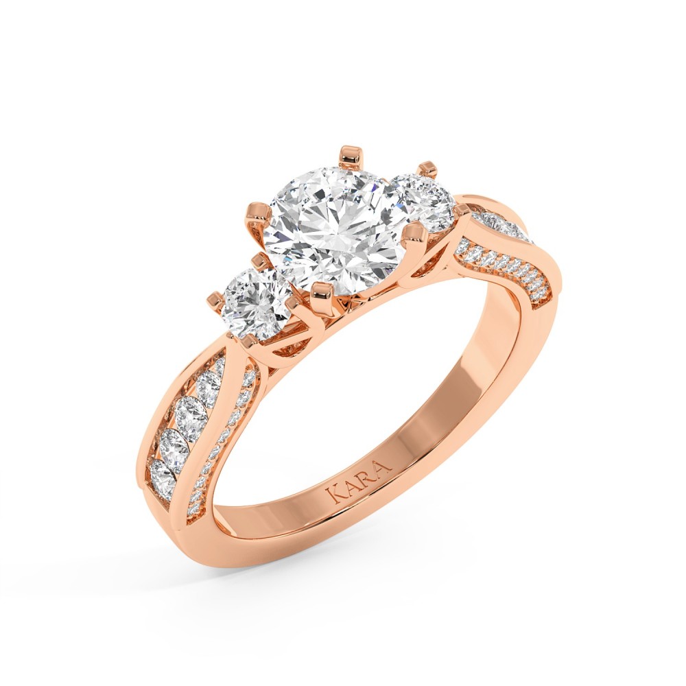 Engagement Ring with 1ct Center Diamond and 0.67ct Side Diamonds