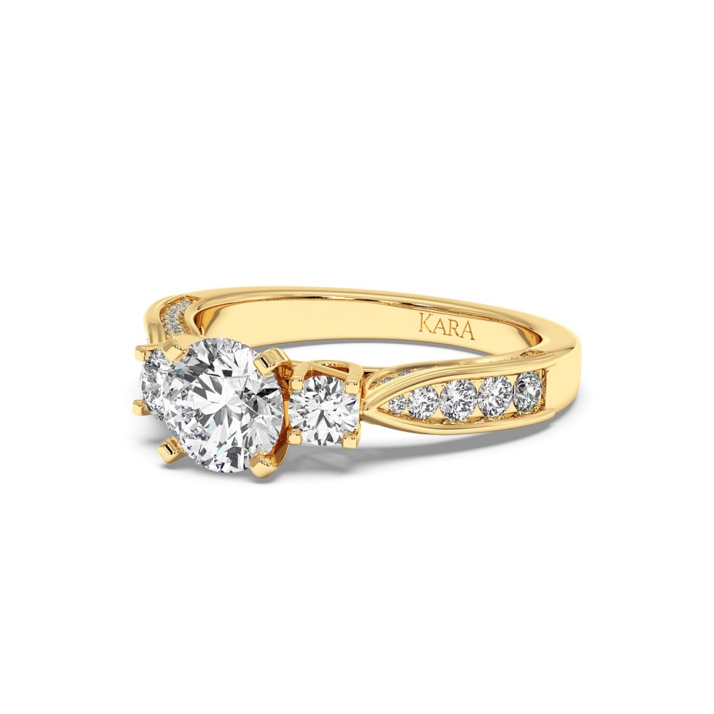 Engagement Ring with 1ct Center Diamond and 0.67ct Side Diamonds