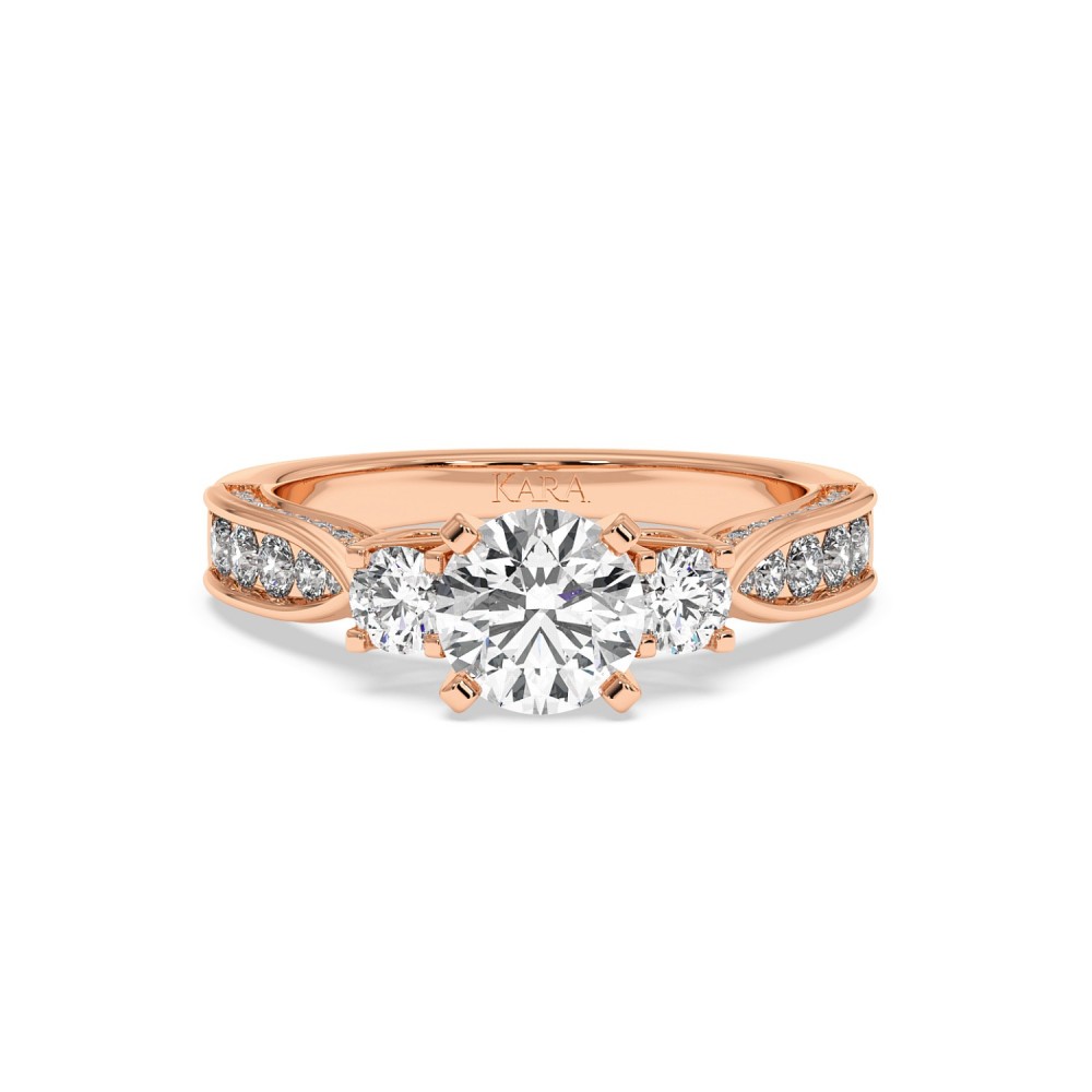 Engagement Ring with 1ct Center Diamond and 0.67ct Side Diamonds