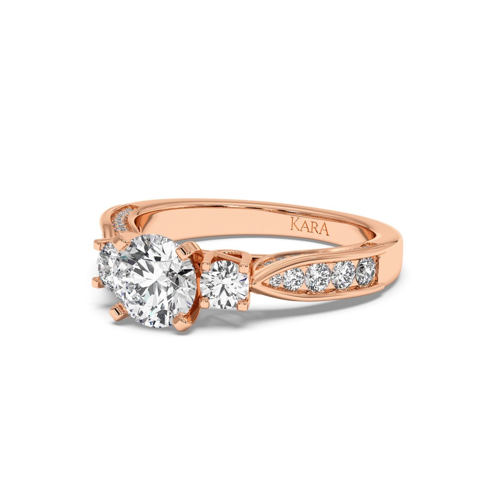 Engagement Ring with 1ct Center Diamond and 0.67ct Side Diamonds