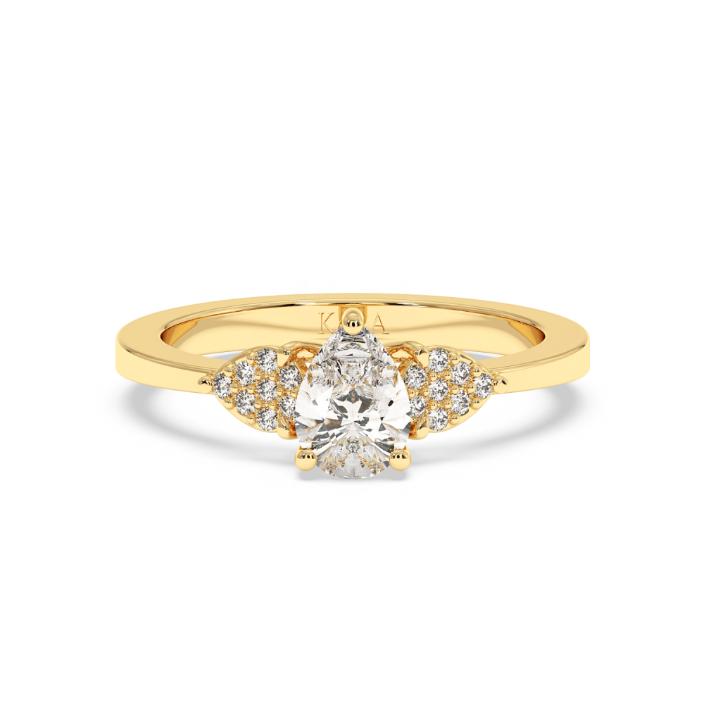 Engagement ring with 0.65 ct Pear center diamond and 0.08 ct side diamonds