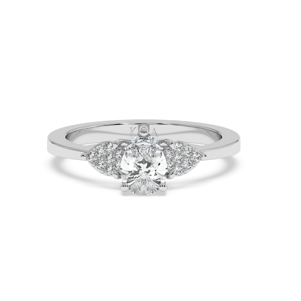 Engagement ring with 0.65 ct Pear center diamond and 0.08 ct side diamonds