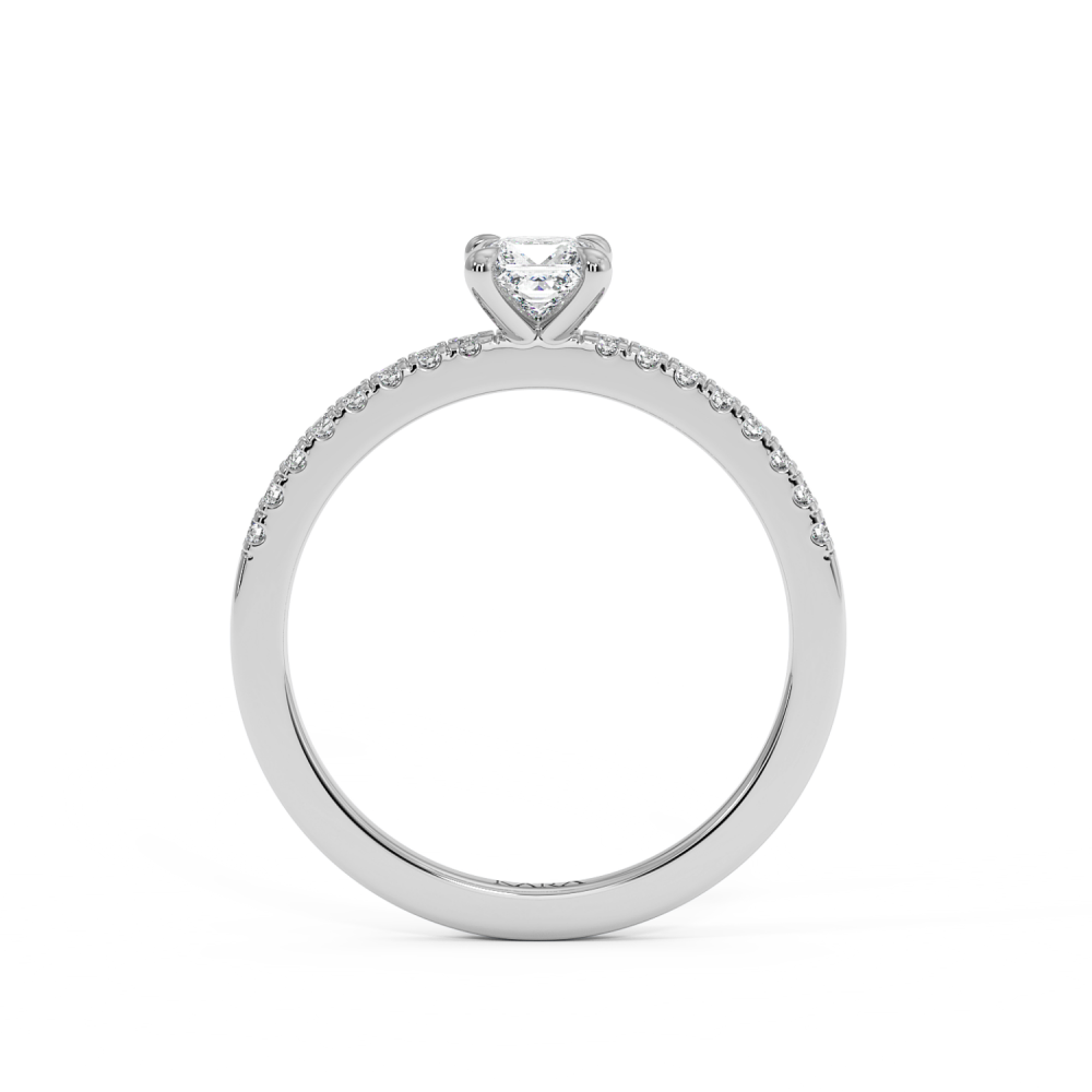 Engagement ring with 0.34 ct PRINCESS center diamond and 0.10 ct side diamonds