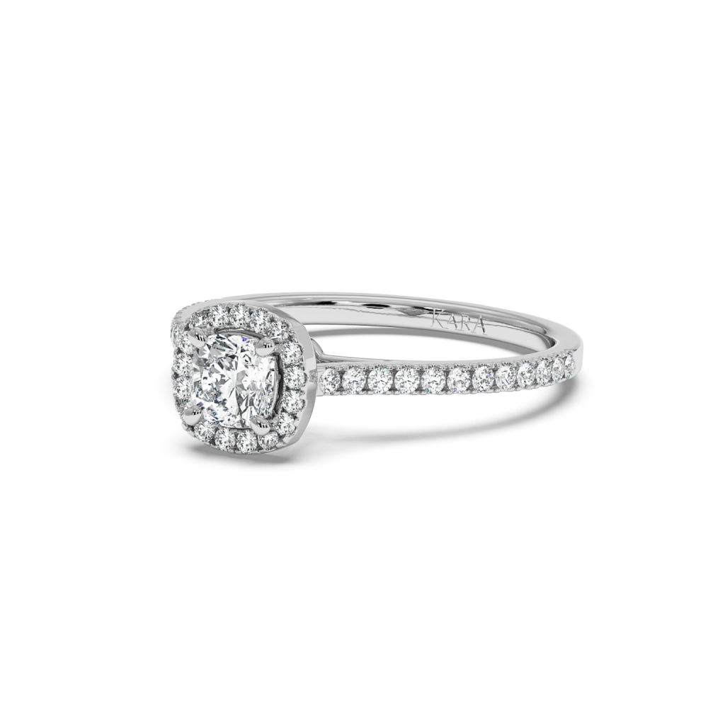 Engagement ring with 0.50 ct Cushion Diamond and 0.22 ct side diamonds