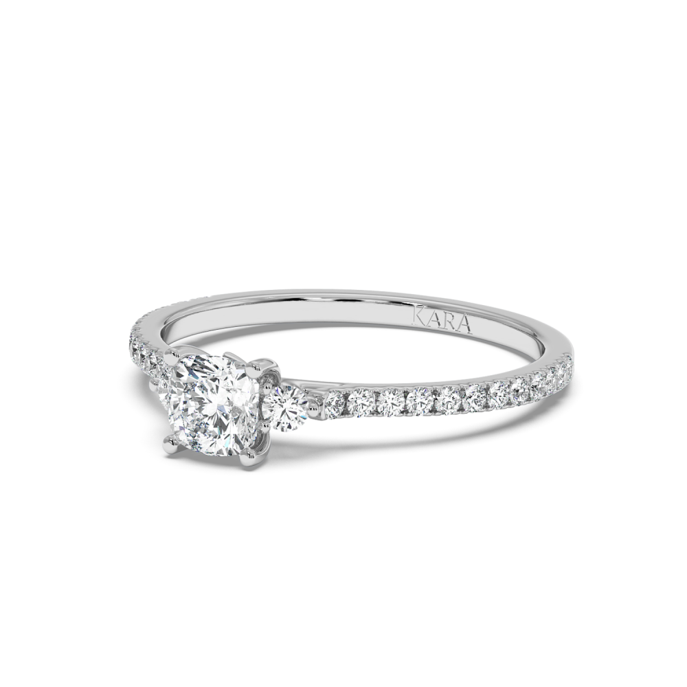 Engagement ring with 0.50 ct Cushion Diamond and 0.23 ct side diamonds