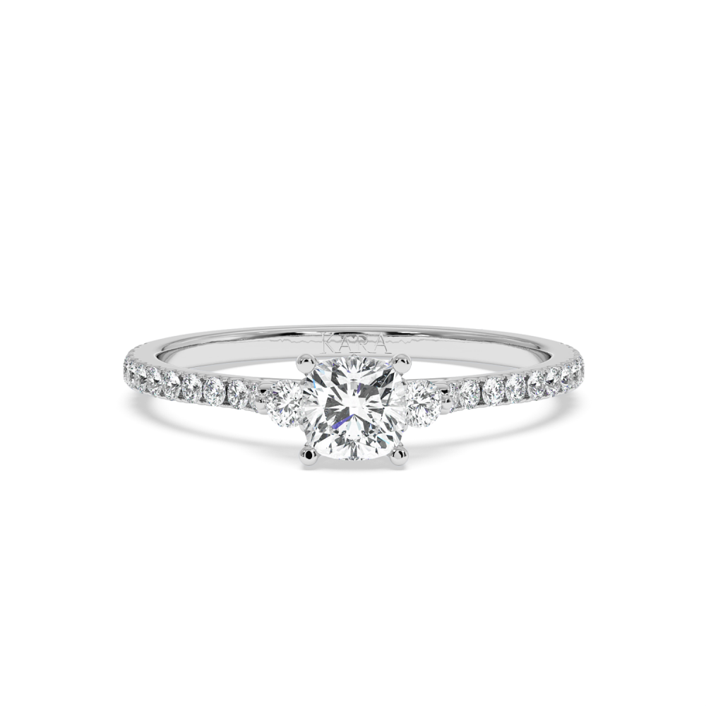 Engagement ring with 0.50 ct Cushion Diamond and 0.23 ct side diamonds