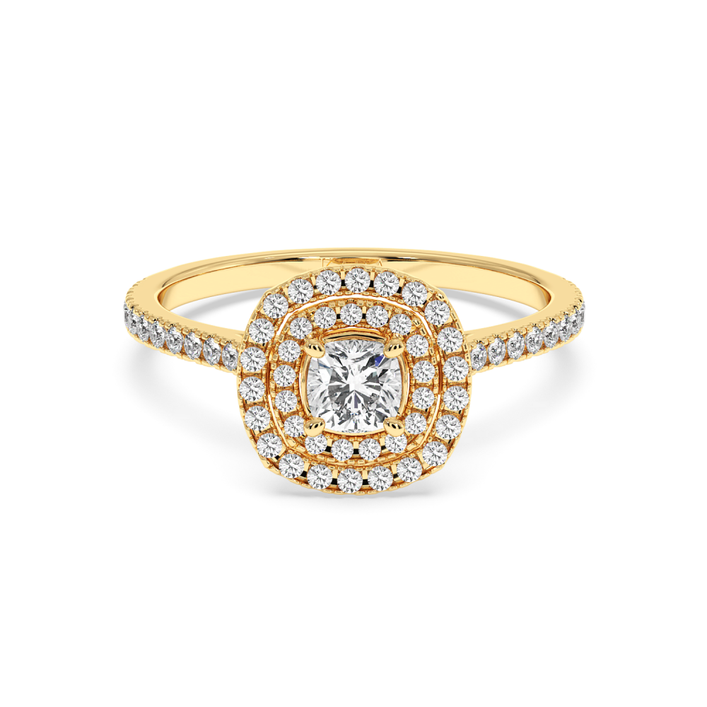Engagement ring with 0.50 ct Cushion Diamond and 0.34 ct side diamonds