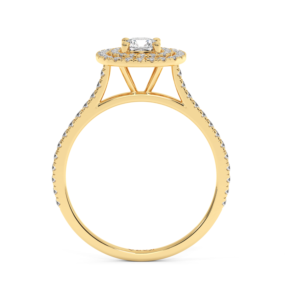 Engagement ring with 0.50 ct Cushion Diamond and 0.34 ct side diamonds