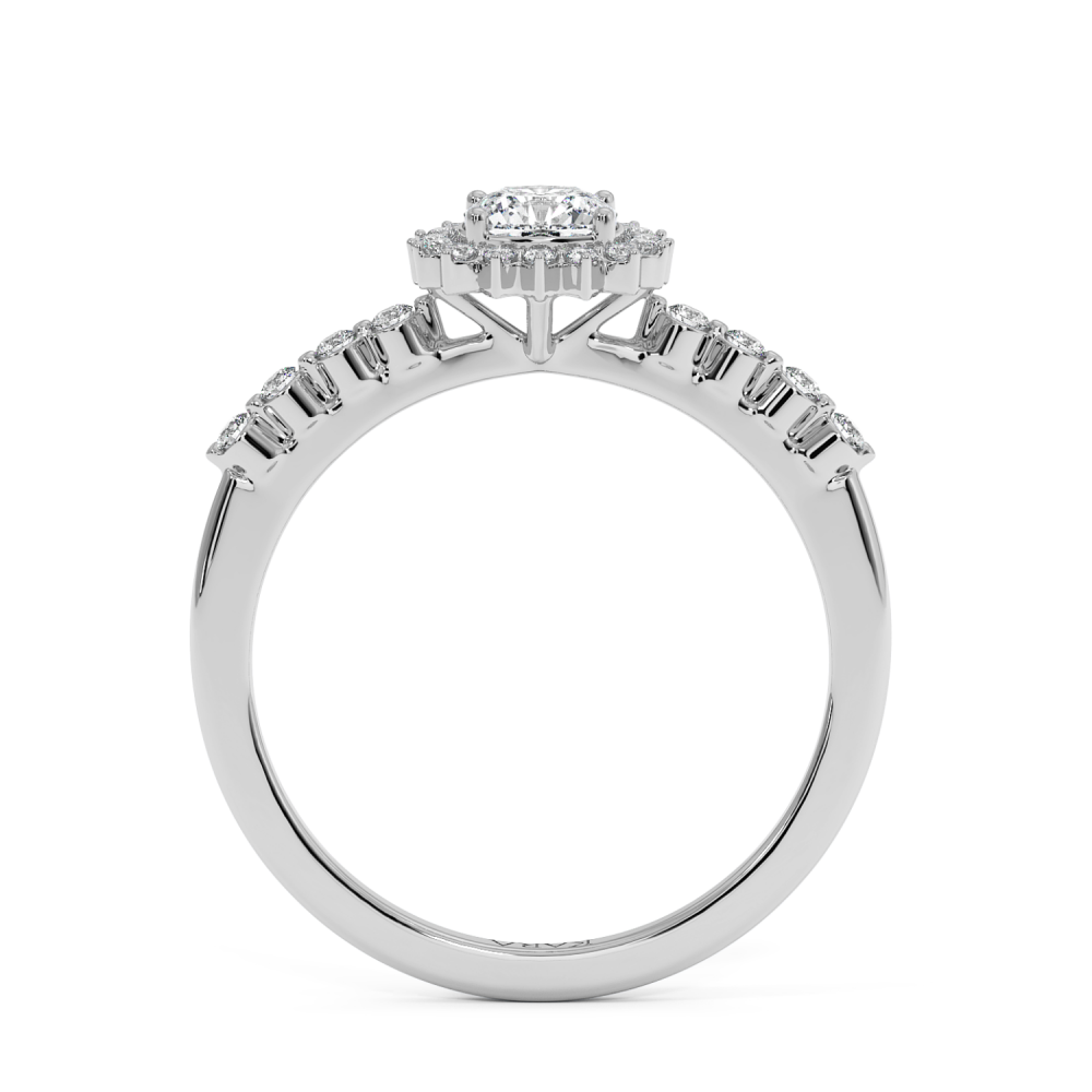 Engagement ring with 0.51 ct Cushion Diamond and 0.14 ct side diamonds