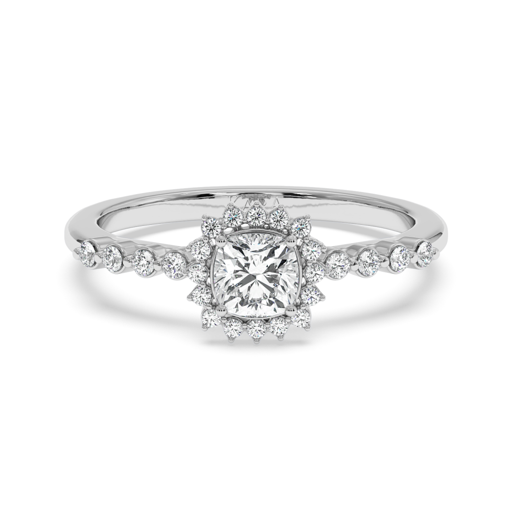 Engagement ring with 0.51 ct Cushion Diamond and 0.14 ct side diamonds