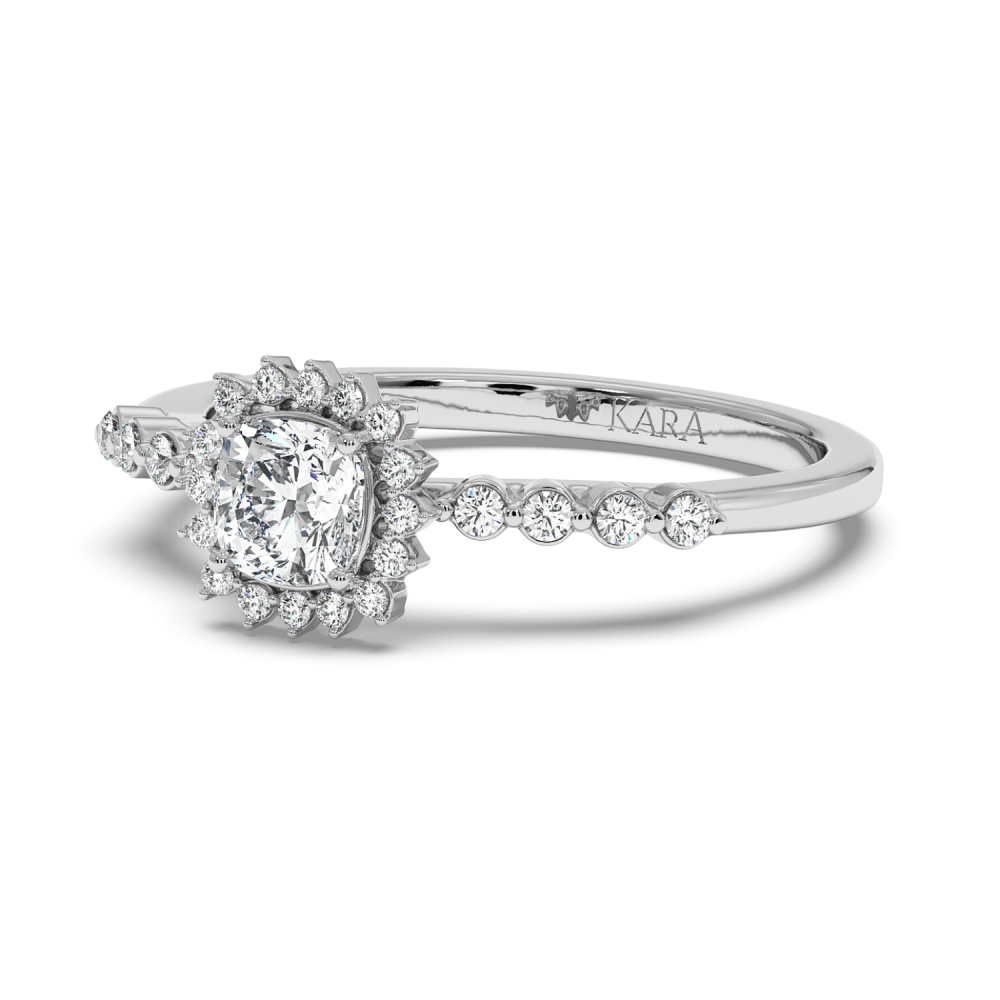 Engagement ring with 0.51 ct Cushion Diamond and 0.14 ct side diamonds