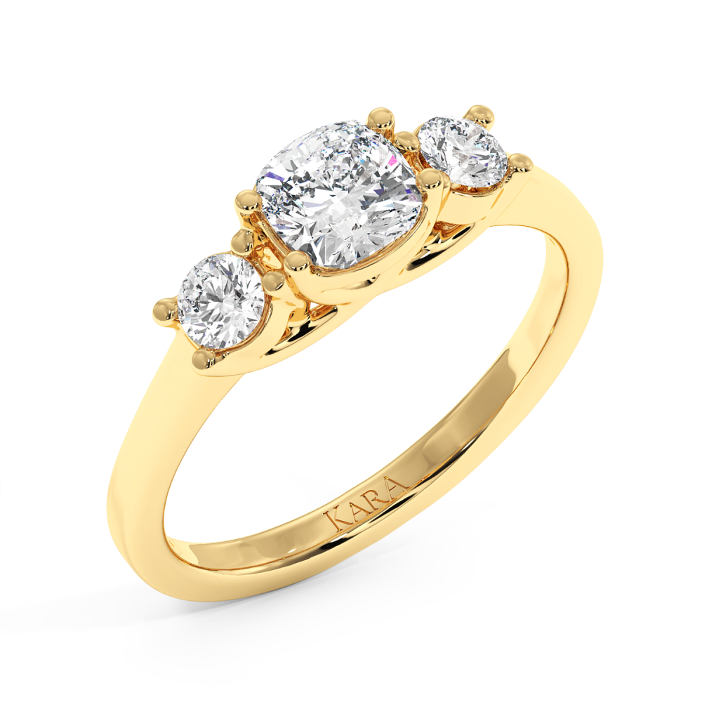 Engagement ring with 0.70 ct Cushion diamond and 0.27 ct side diamonds