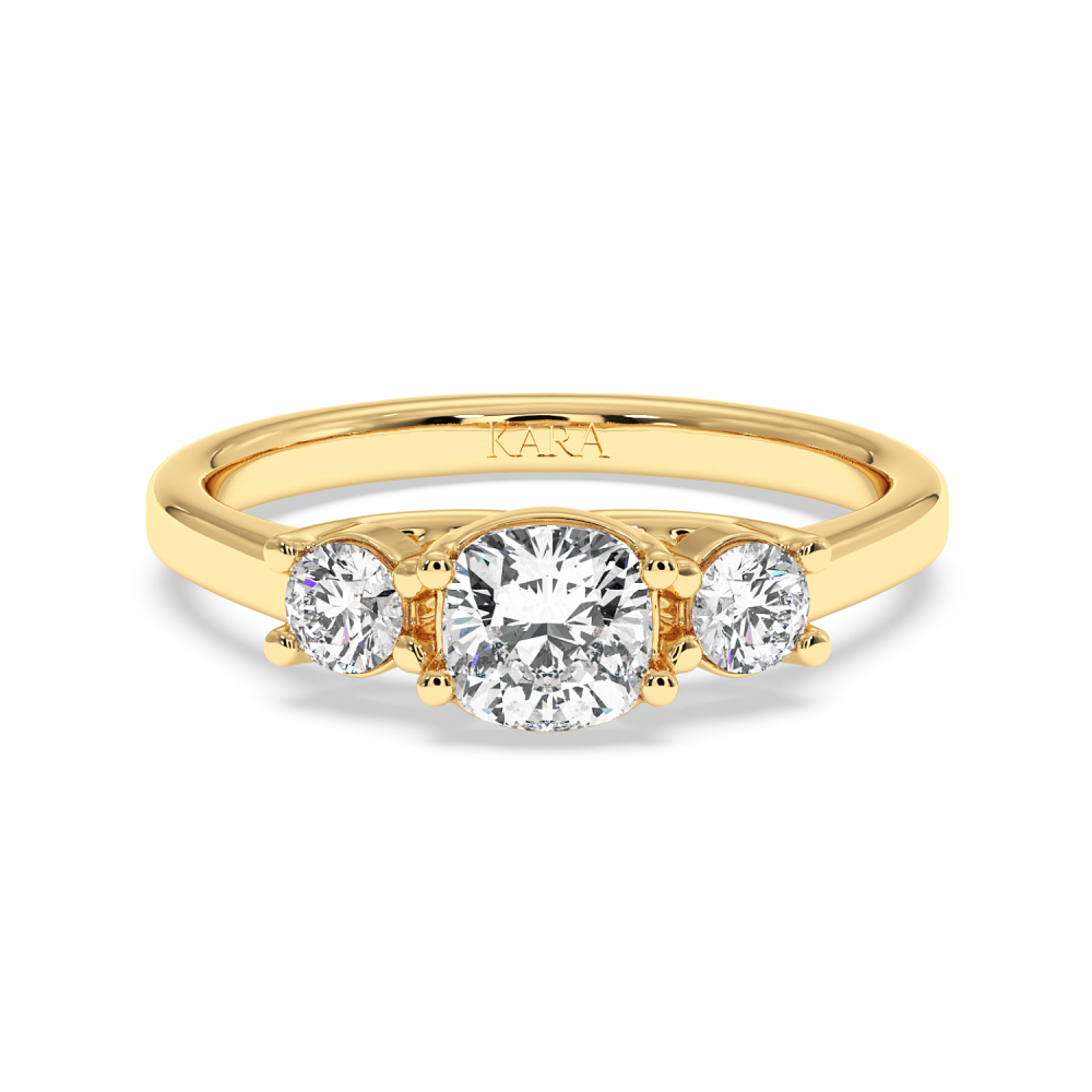 Engagement ring with 0.70 ct Cushion diamond and 0.27 ct side diamonds