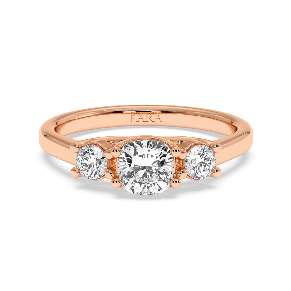 Engagement ring with 0.70 ct Cushion diamond and 0.27 ct side diamonds