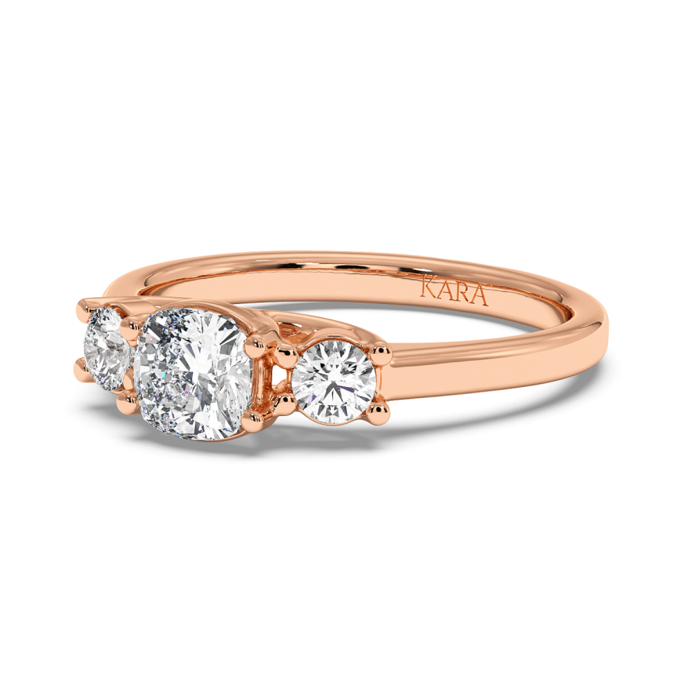 Engagement ring with 0.70 ct Cushion diamond and 0.27 ct side diamonds