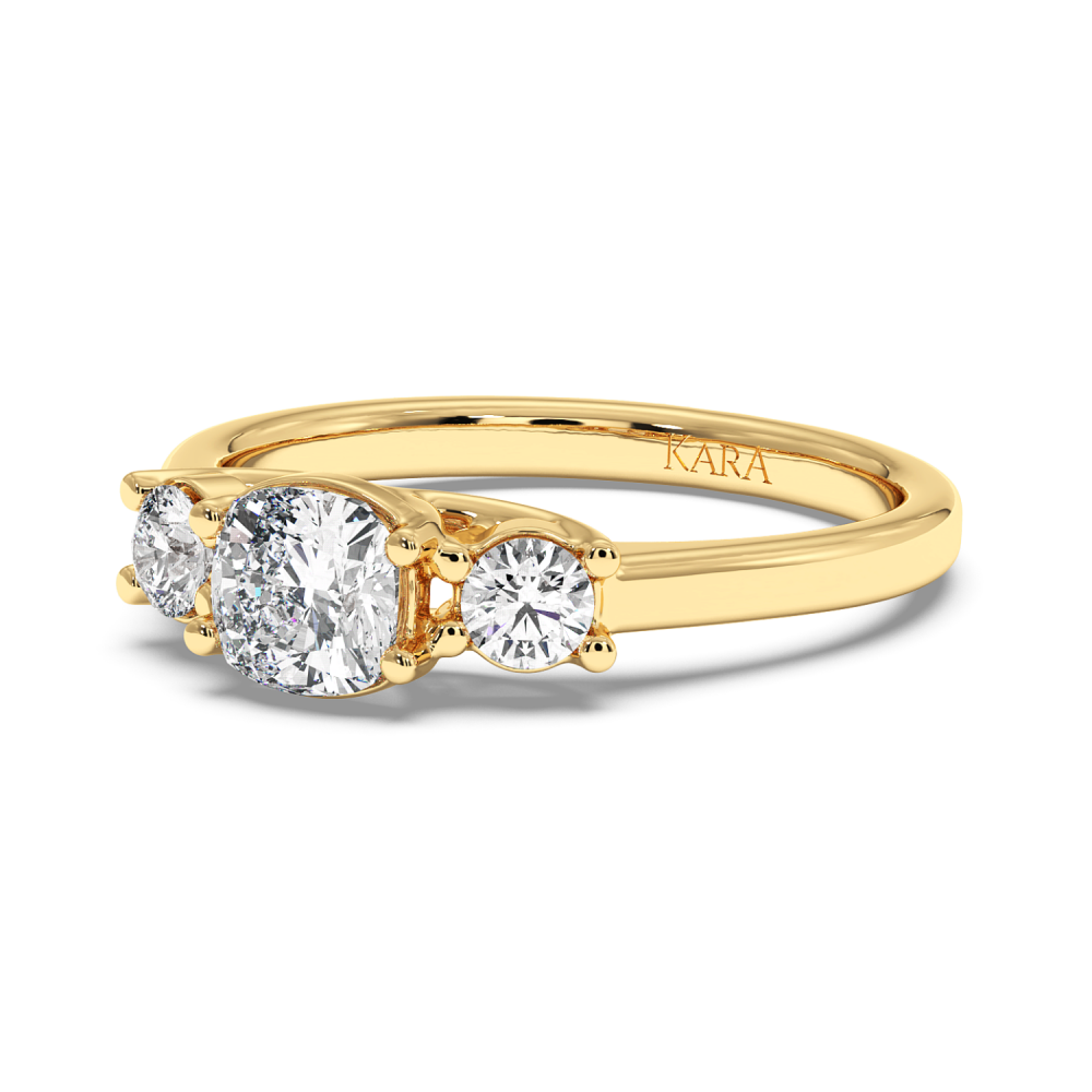 Engagement ring with 0.70 ct Cushion diamond and 0.27 ct side diamonds