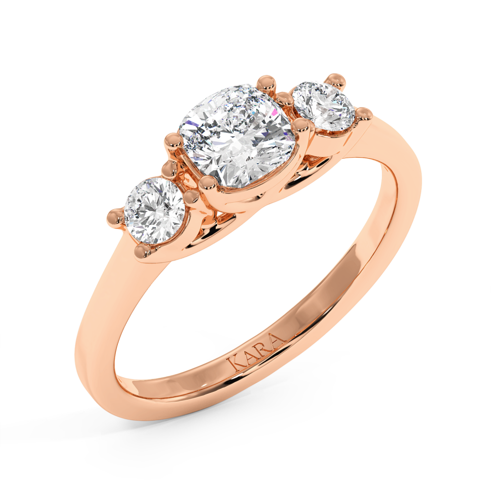 Engagement ring with 0.70 ct Cushion diamond and 0.27 ct side diamonds