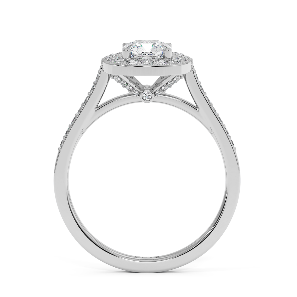 Engagement ring with 0.70 ct Cushion Diamond and 0.28 ct side diamonds