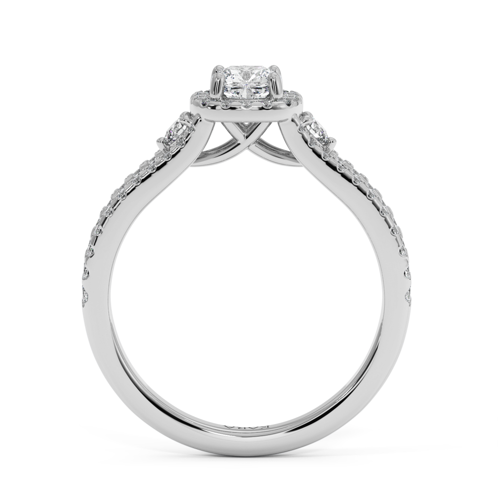 Engagement ring with 0.47 ct Cushion Diamond and 0.49 ct side diamonds