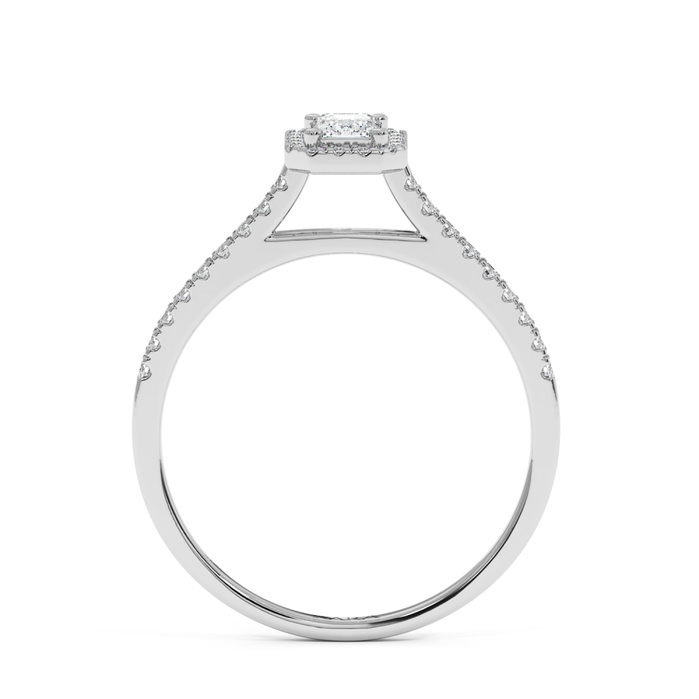 Engagement ring with 0.30 ct Emerald diamond and 0.17 ct side diamonds