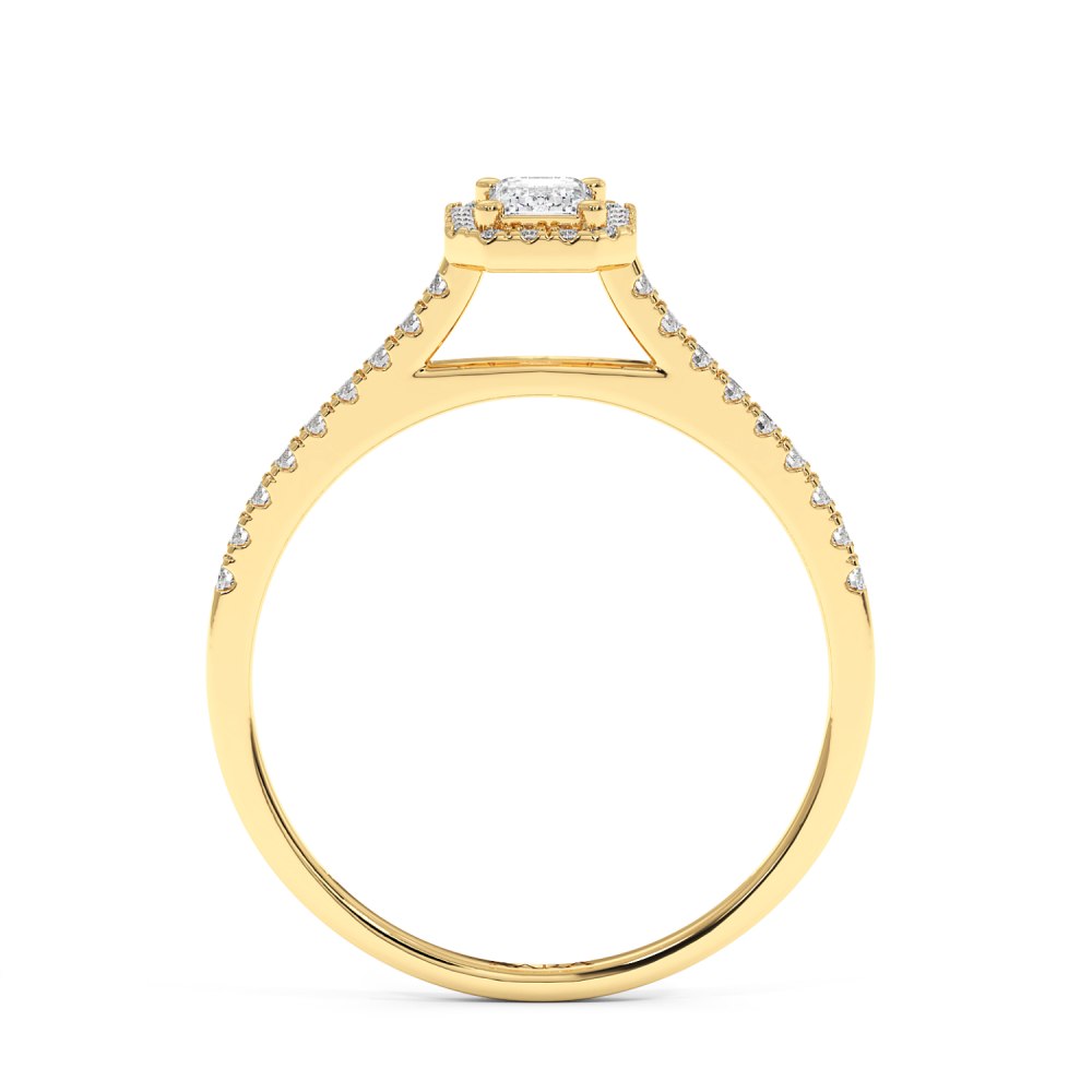 Engagement ring with 0.30 ct Emerald diamond and 0.17 ct side diamonds