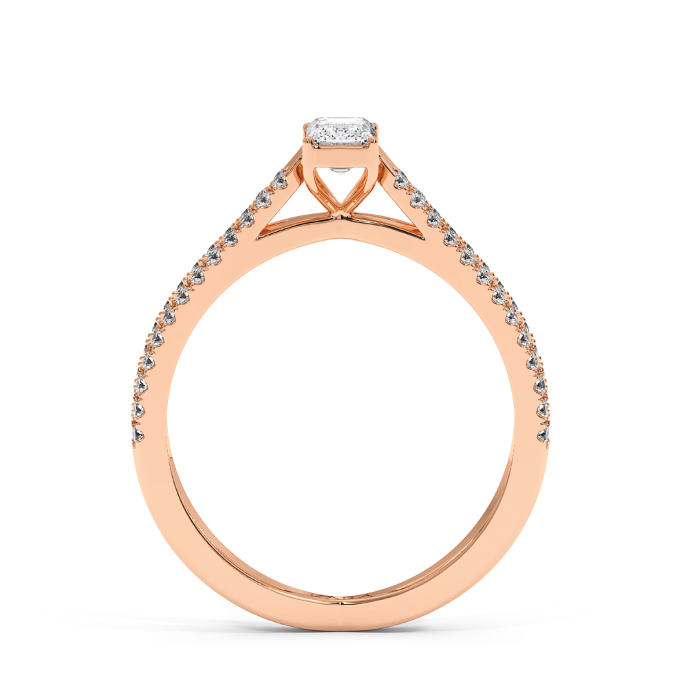 Engagement ring with 0.30 ct Emerald diamond and 0.37 ct side diamonds