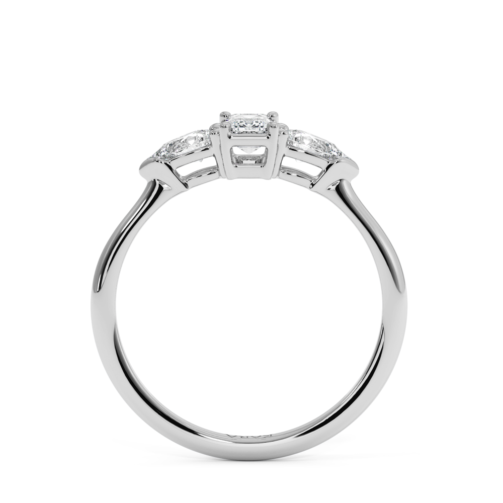 Engagement ring with 0.30 ct Emerald diamond and 0.19 ct Pear side diamonds