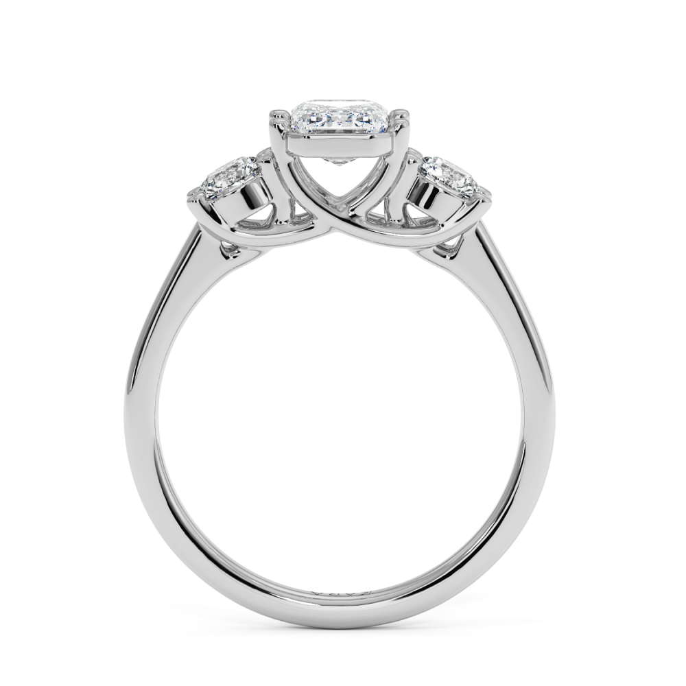 Engagement ring with 0.71 ct Emerald diamond and 0.27 ct side diamonds