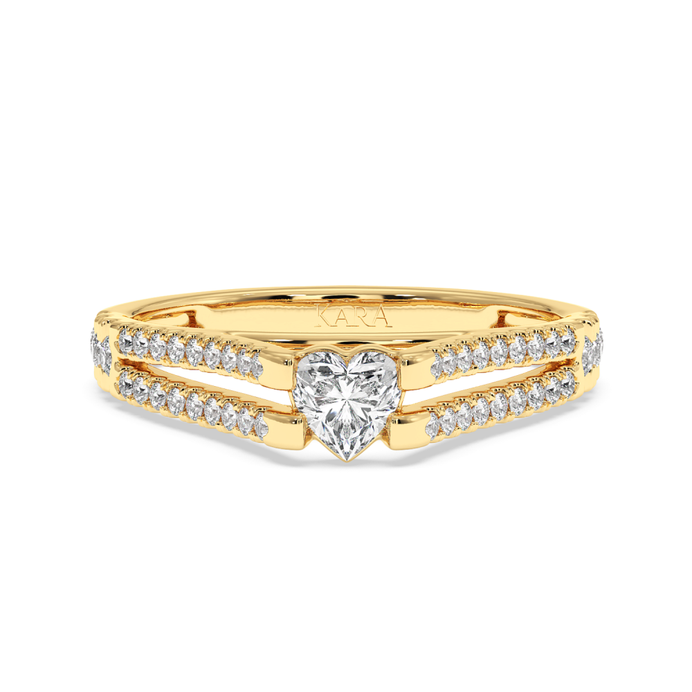 Engagement ring with Heart diamond of 0.29 ct and side diamonds of 0.27 ct