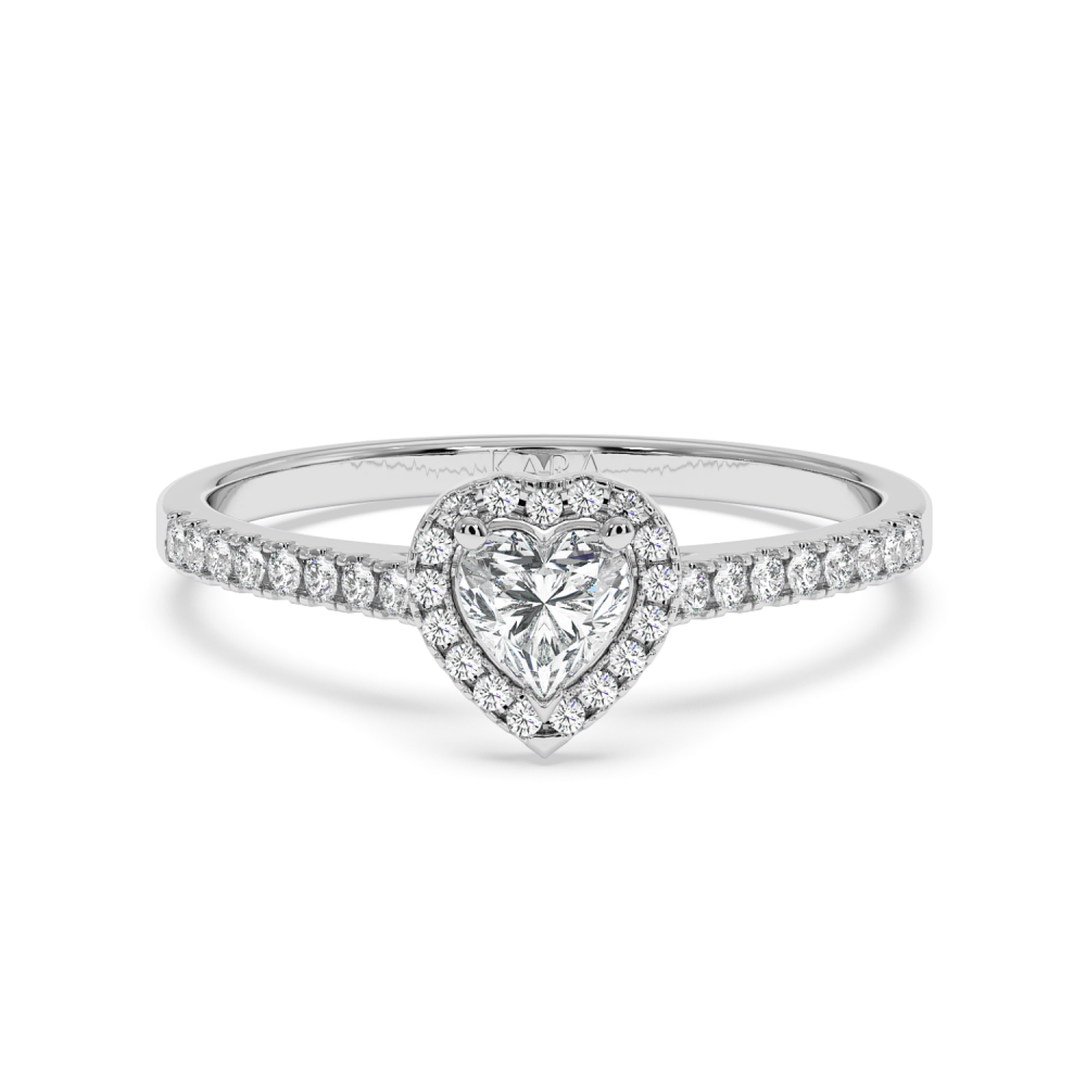 Engagement ring with 0.30 ct Heart diamond and 0.17 ct side diamonds