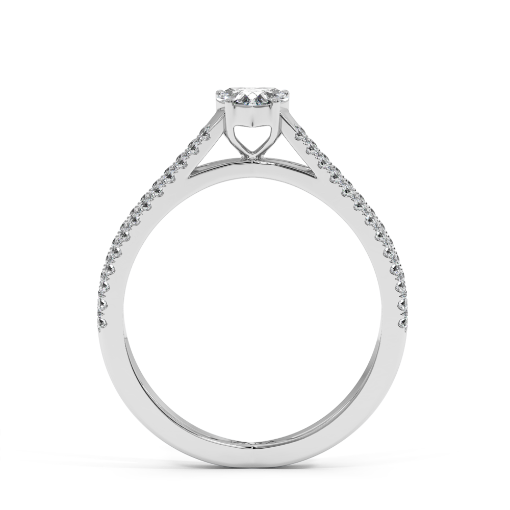 Engagement ring with 0.30 ct Heart diamond and 0.37 ct side diamonds