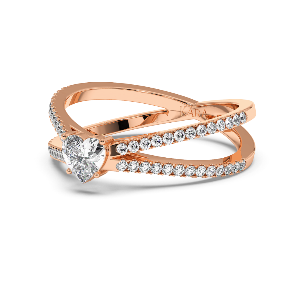 Engagement ring with 0.30 ct Heart diamond and 0.37 ct side diamonds