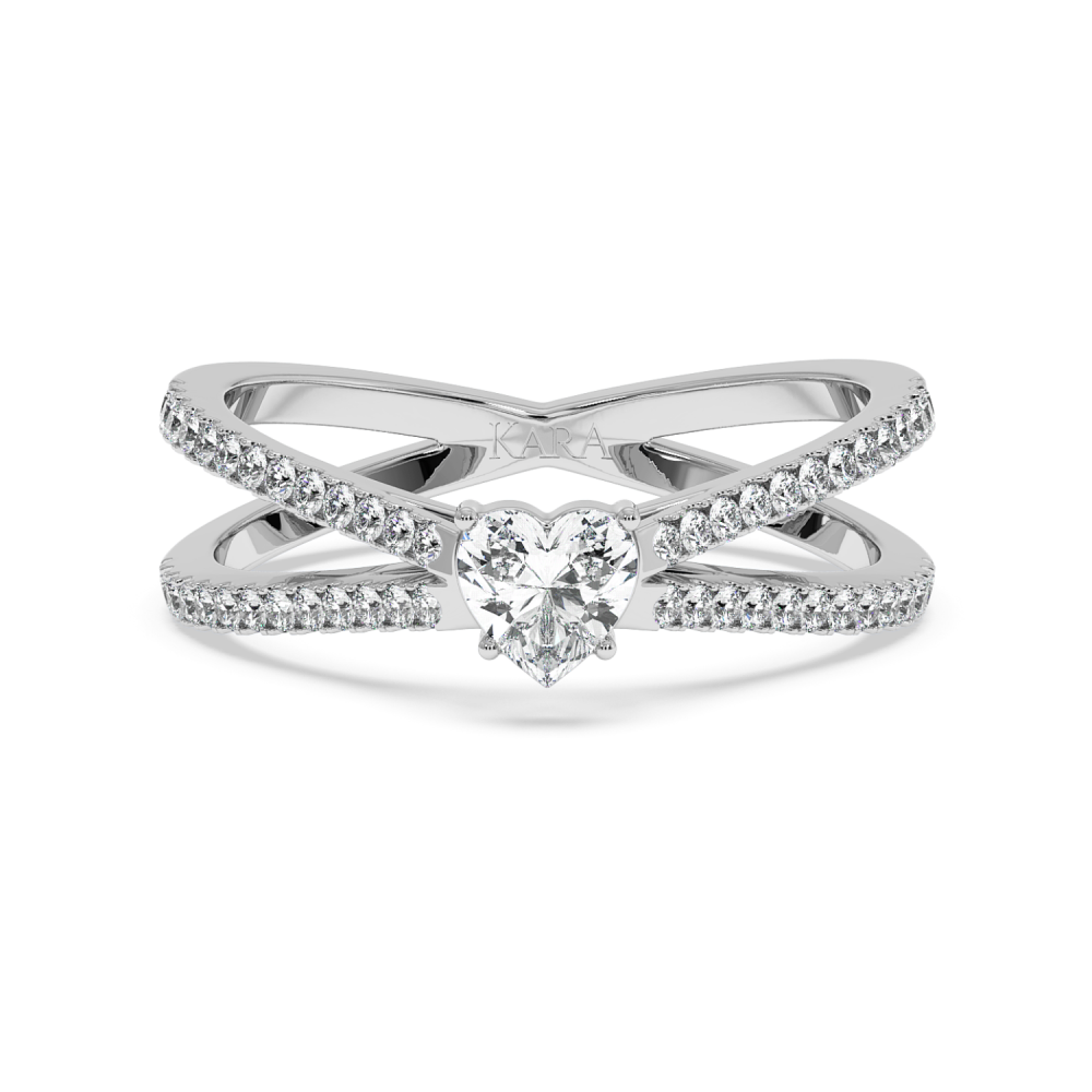 Engagement ring with 0.30 ct Heart diamond and 0.37 ct side diamonds