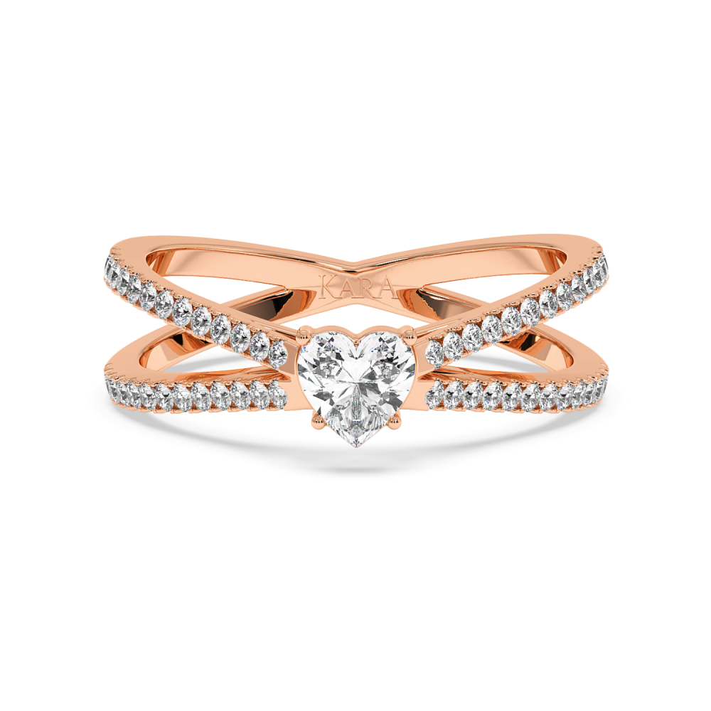 Engagement ring with 0.30 ct Heart diamond and 0.37 ct side diamonds