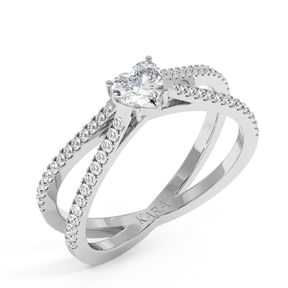Engagement ring with 0.30 ct Heart diamond and 0.37 ct side diamonds