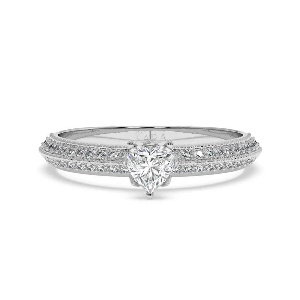 Engagement ring with Heart diamond of 0.30 ct and side diamonds of 0.19 ct