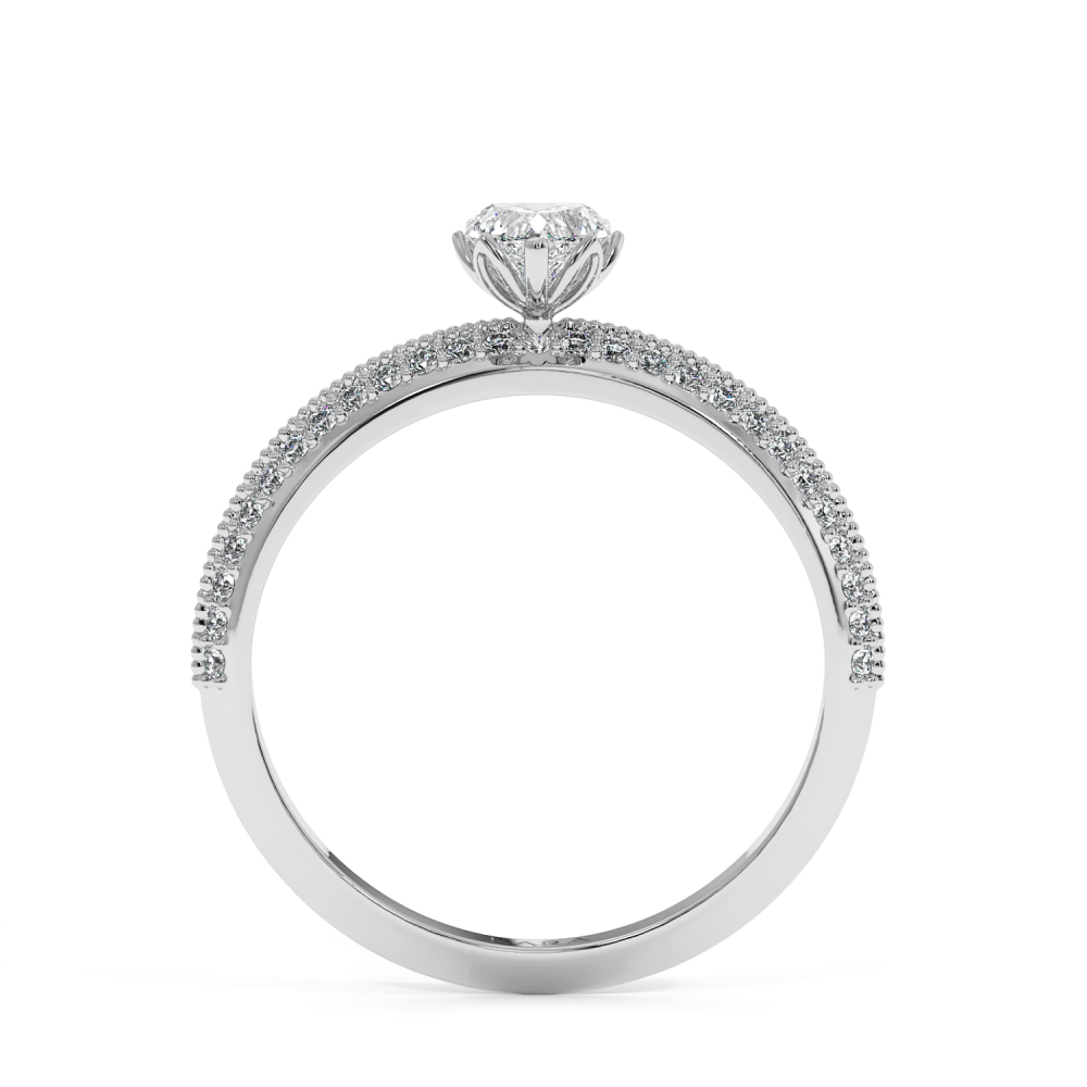 Engagement ring with Heart diamond of 0.30 ct and side diamonds of 0.19 ct