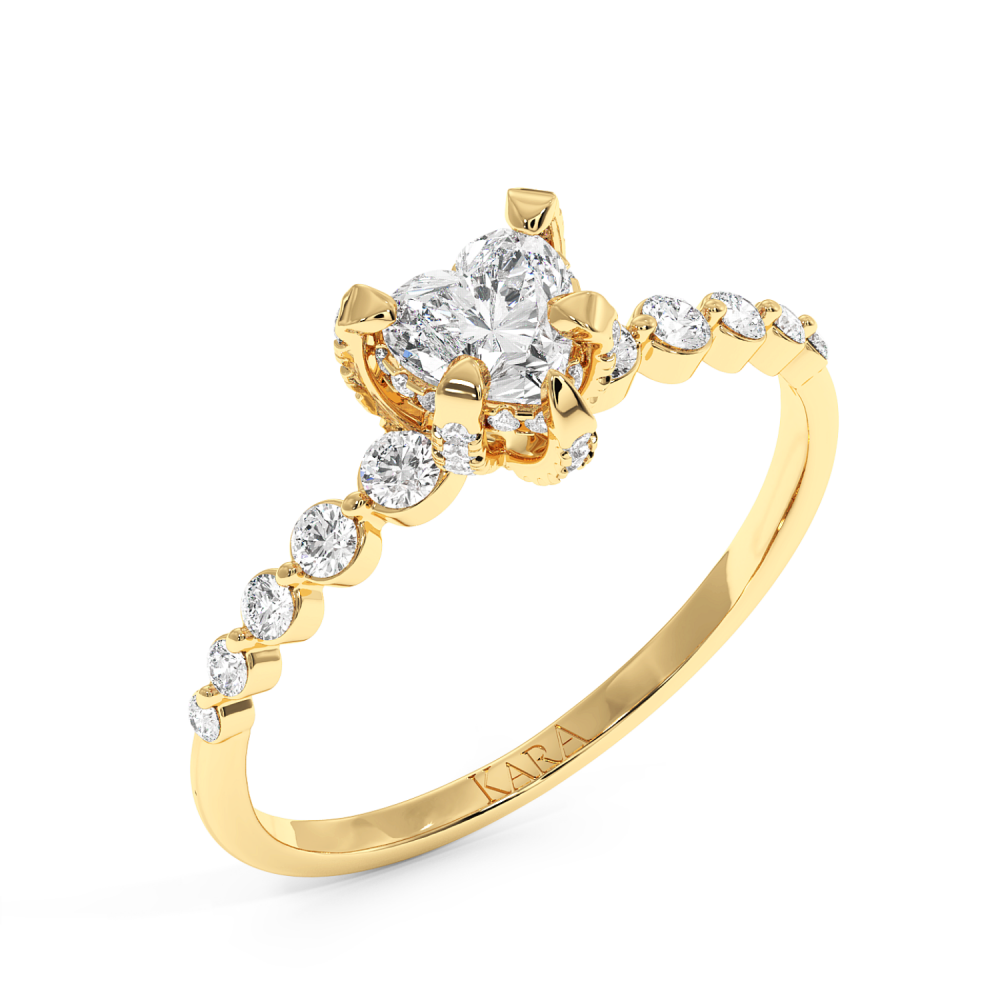 Engagement ring with Heart diamond of 0.30 ct and side diamonds of 0.27 ct