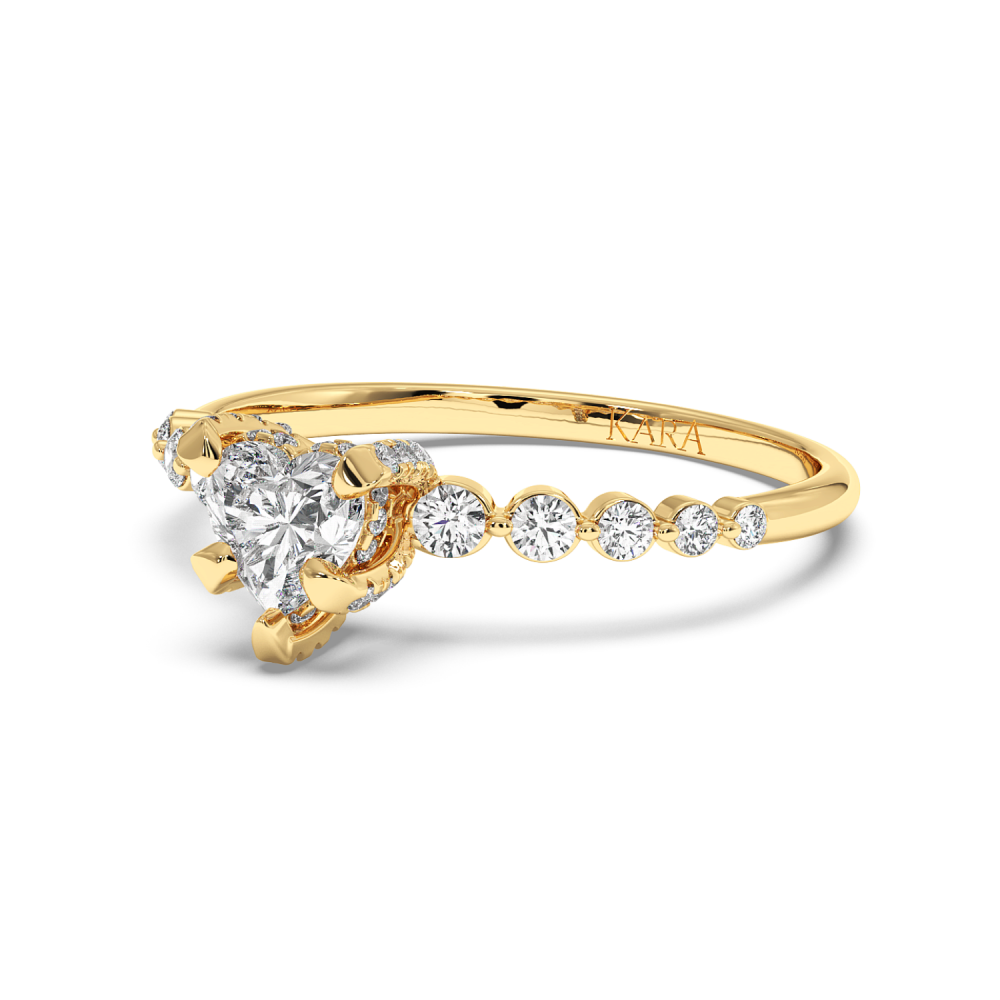 Engagement ring with Heart diamond of 0.30 ct and side diamonds of 0.27 ct